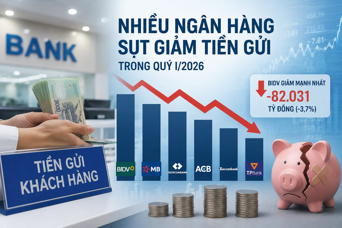 Sụt giảm tiền gửi ngân hàng - Nguồn ảnh: cafebiz.vn